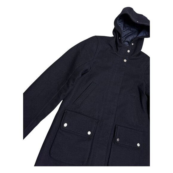 ABERCROMBIE & FITCH Heritage Wool Blue Quilted Winter Pea Coat Jacket Womens M - Picture 7 of 8